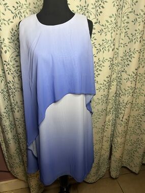 Vince Camuto Lavender to Periwinkle Asymmetrical Ombre Dress